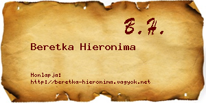 Beretka Hieronima névjegykártya